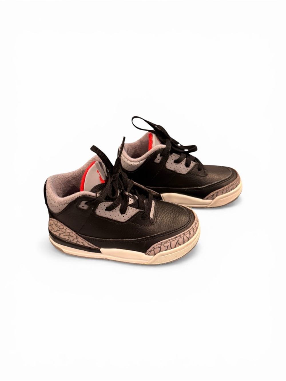 Toddler 8C Jordan 3 Retro, Black Gray and Red Accent Sneakers